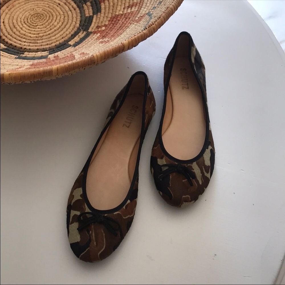 Shutz camo ballet flats